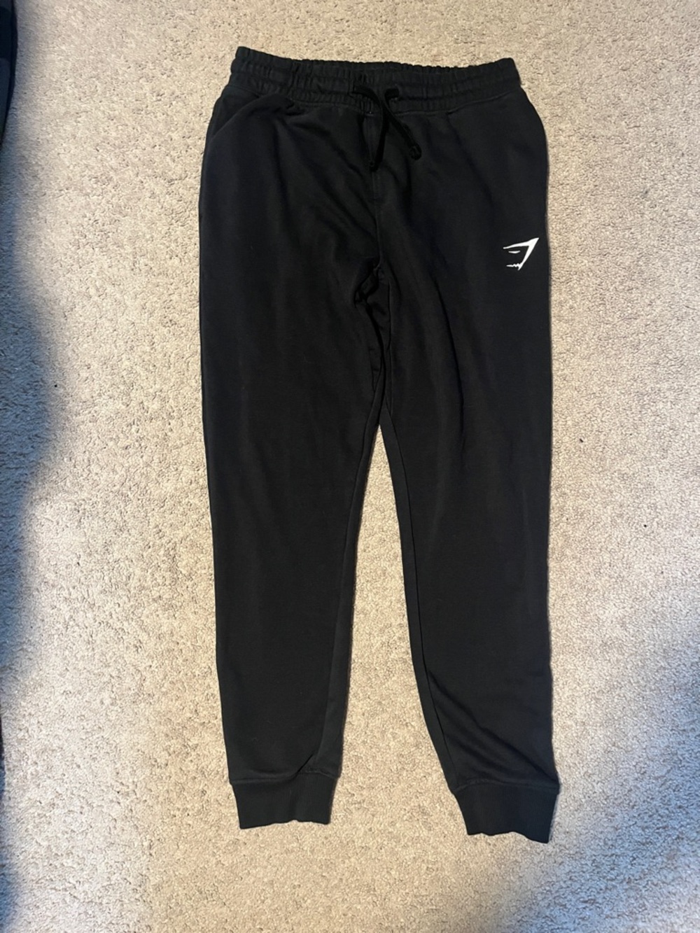 Gymshark Black Jogger Sweatpants with White Logo